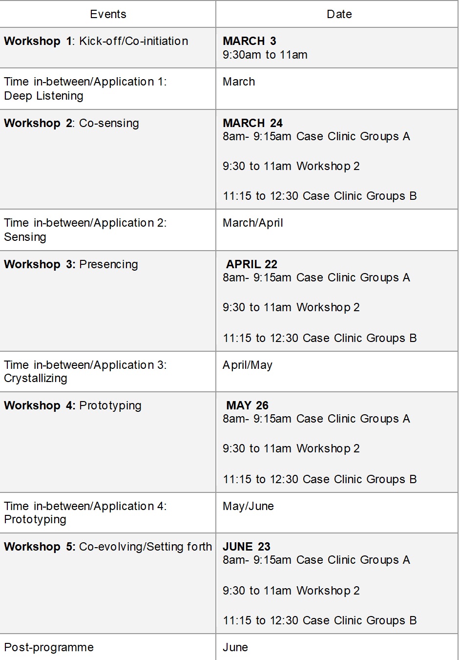 Schedule