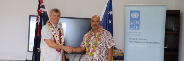 UNDP Resident Representative Jorn Sorensen and Mr. Tiso Fiaola PSC Commissioner on behalf of the Tokelau people.