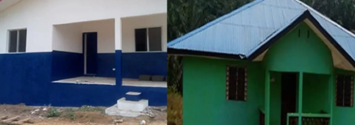 A police station and health clinic built by forest dwelling community